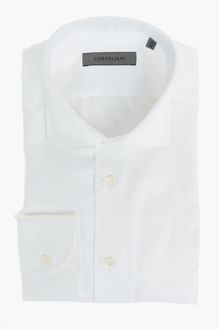 COUTURE Camicia in Motivo Herringbone con Collo Francese e Bottoni Logati