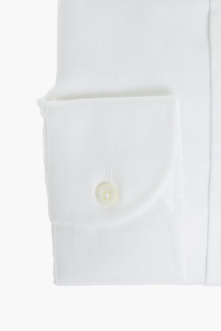 COUTURE Camicia in Motivo Herringbone con Collo Francese e Bottoni Logati