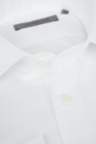 COUTURE Camicia in Motivo Herringbone con Collo Francese e Bottoni Logati