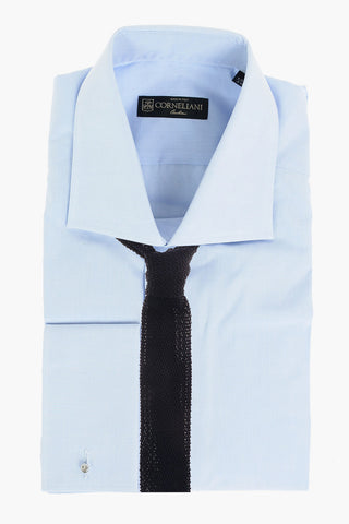 Standard Collar Popeline Cotton Shirt with Cufflinks