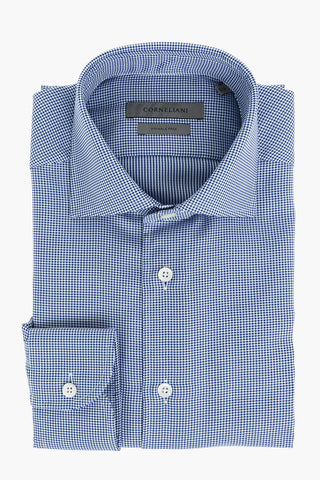 COUTURE Wrinkle Free Cotton Shirt with Hopsack Pattern