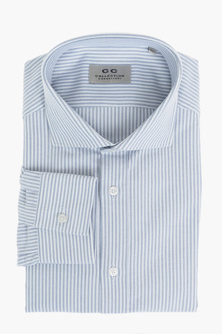 CC COLLECTION Standard Collar Awning Striped Cotton Shirt