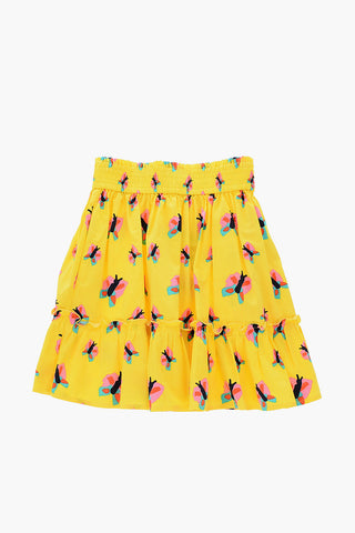 pleated butterfly printed skirt