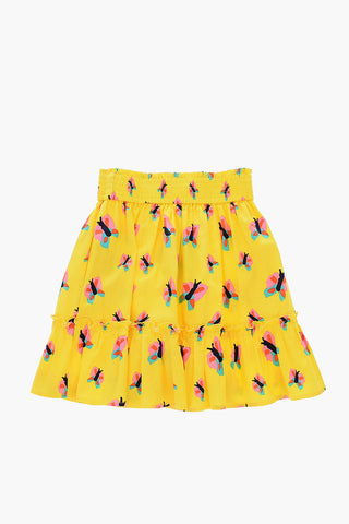 pleated butterfly printed skirt