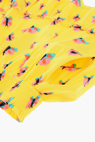 pleated butterfly printed skirt