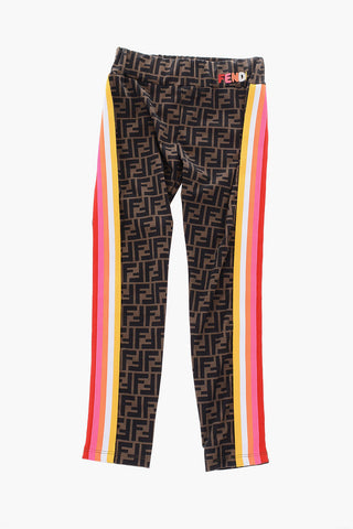 Monogrammed Leggings with Contrasting Side Bands