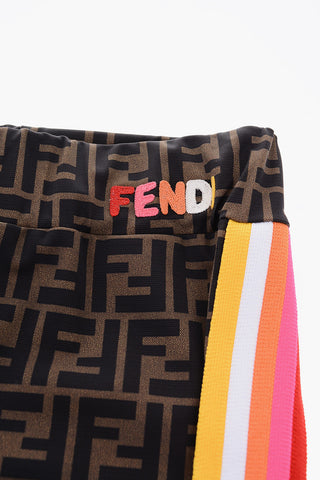 Monogrammed Leggings with Contrasting Side Bands