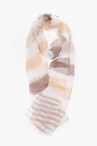 Foulard  a righe in lino e cotone