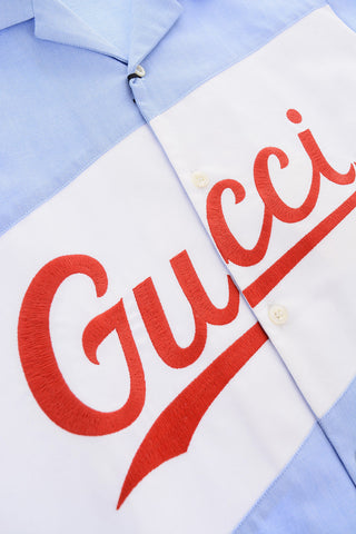 camicia a manica corta con logo ricamato