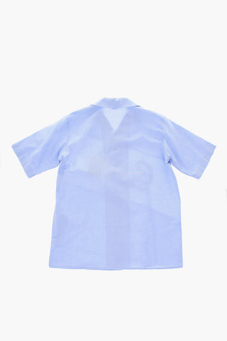 camicia a manica corta con logo ricamato