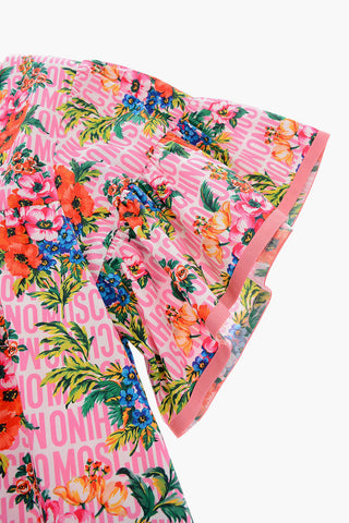 all over logo floral patterned dress