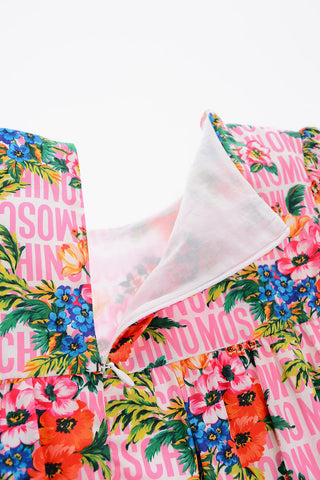 all over logo floral patterned dress