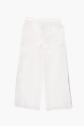 contrasting side band stretch cotton pants