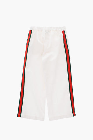 contrasting side band stretch cotton pants