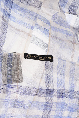 plaid checked flax and silk foulard