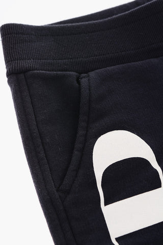 shorts in felpa stampa logo a contrasto