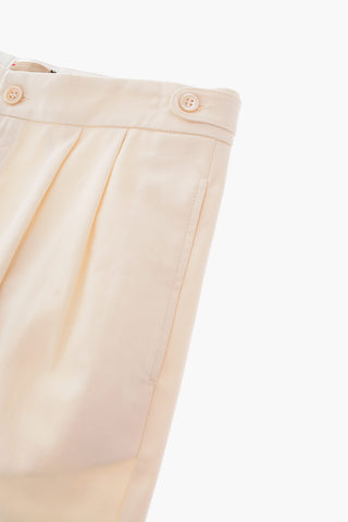 3 pockets double pleat cotton stretch shorts