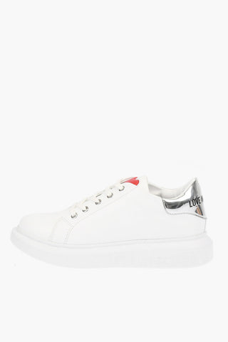 Leather Low Sneakers with Platform Sole
