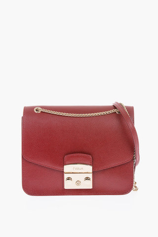 saffiano leather shoulder bag with golden chain