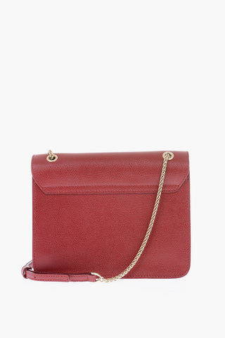 saffiano leather shoulder bag with golden chain