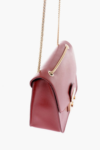 saffiano leather shoulder bag with golden chain