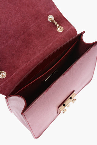saffiano leather shoulder bag with golden chain