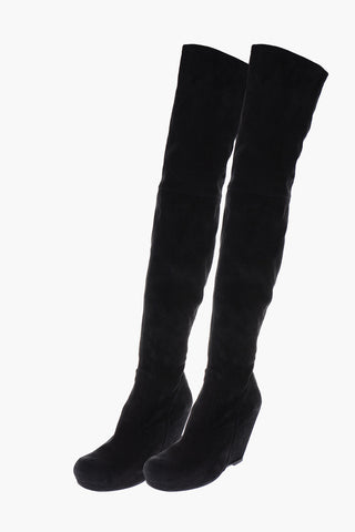 12cm suede Over-the-knee boots with wedge