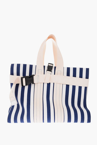 striped shoulder bag with double handle