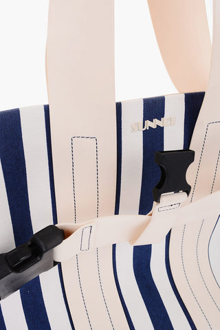 striped shoulder bag with double handle