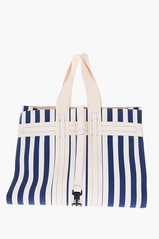striped shoulder bag with double handle