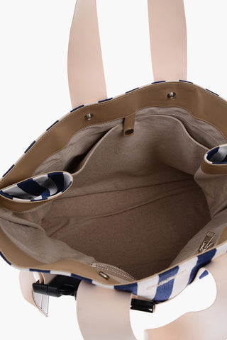 striped shoulder bag with double handle