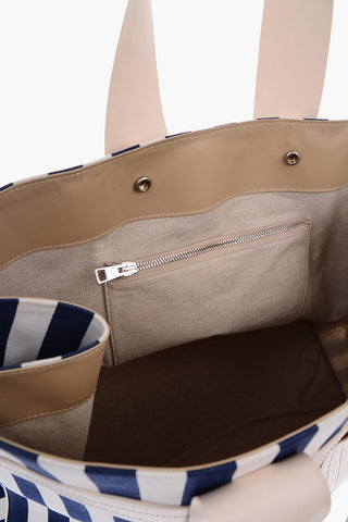 striped shoulder bag with double handle