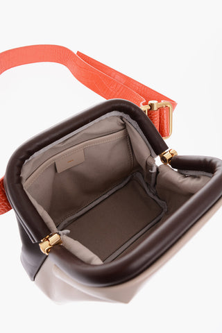 Two-tone leather BROT mini crossbody bag