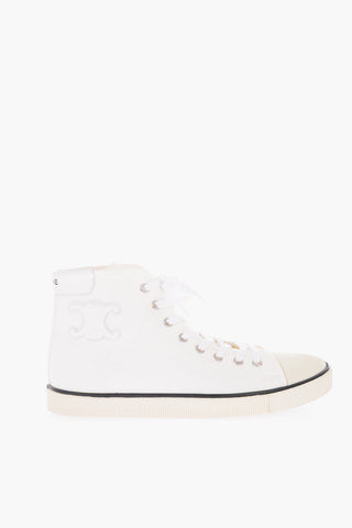 sneakers alte TRIOMPHE in cotone con logo in pelle in rilievo
