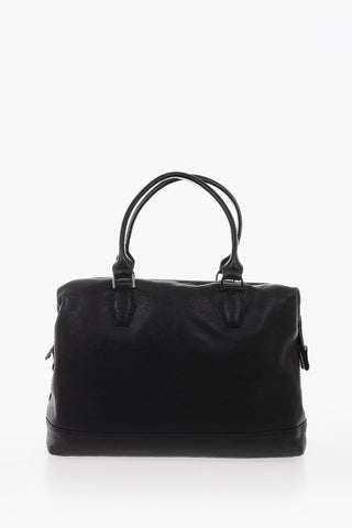 Leather Bowler Bag with Outer Pocket