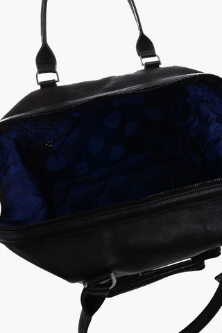 Leather Bowler Bag with Outer Pocket