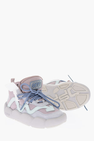 Leather and Fabric CHLORINE High-top Sneakers with Statement Sole