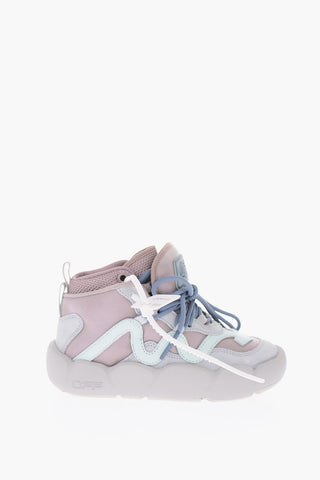 Leather and Fabric CHLORINE High-top Sneakers with Statement Sole