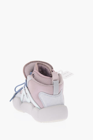Leather and Fabric CHLORINE High-top Sneakers with Statement Sole
