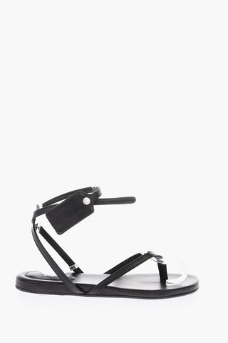 Leather ZIPTIE Thong Sandals with Logoed Belt Closure