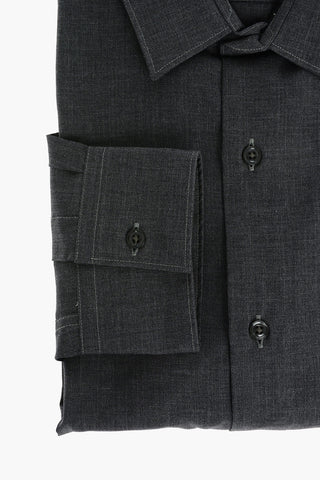 CC COLLECTION Camicia in Lana Vergine con Collo Francese