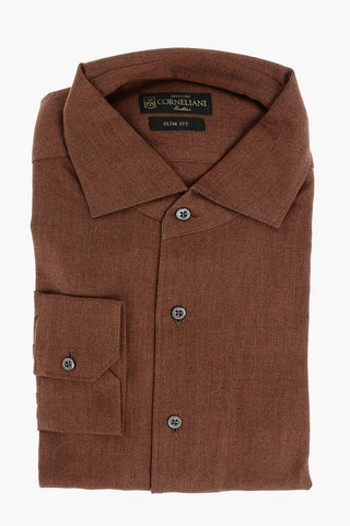 Slim Fit Twill Shirt with Standard Collar