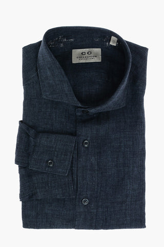 CC COLLECTION Standard Collar Cambric Linen Shirt