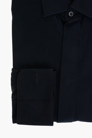 Poplin Cotton Shirt with Hidden Button Fastening