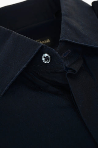 Poplin Cotton Shirt with Hidden Button Fastening
