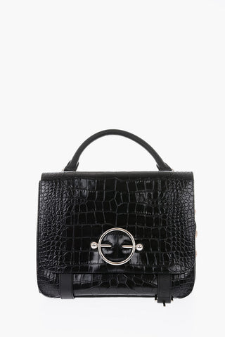 Rope Detail DISC Croco Printed Leather Shoulder Bag