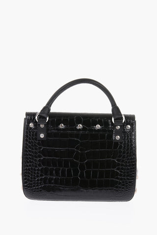 Rope Detail DISC Croco Printed Leather Shoulder Bag