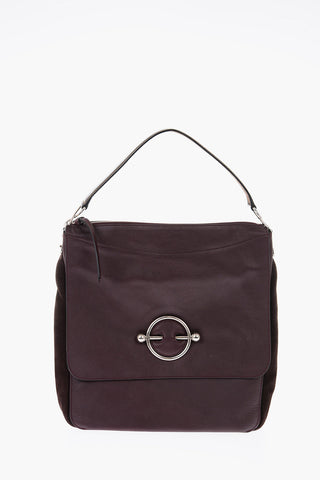 Suede Insert Leather DISC HOBO Shoulder Bag