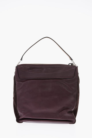 Suede Insert Leather DISC HOBO Shoulder Bag