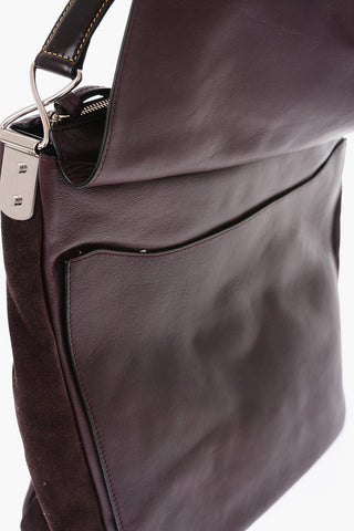 Suede Insert Leather DISC HOBO Shoulder Bag